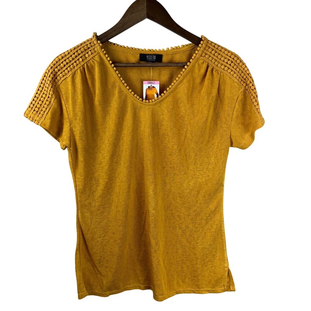 Modern Canvas‎ Modal Blend Short Sleeve Blouse S Lagenlook Boho Classic Capsule